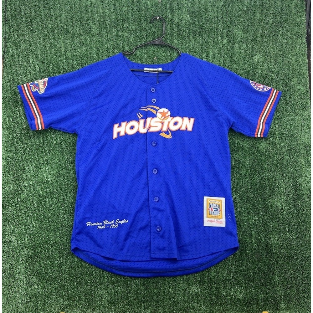 Men's Houston Black Eagles Negro League Jersey Head Gear Classics Royal Blue XL